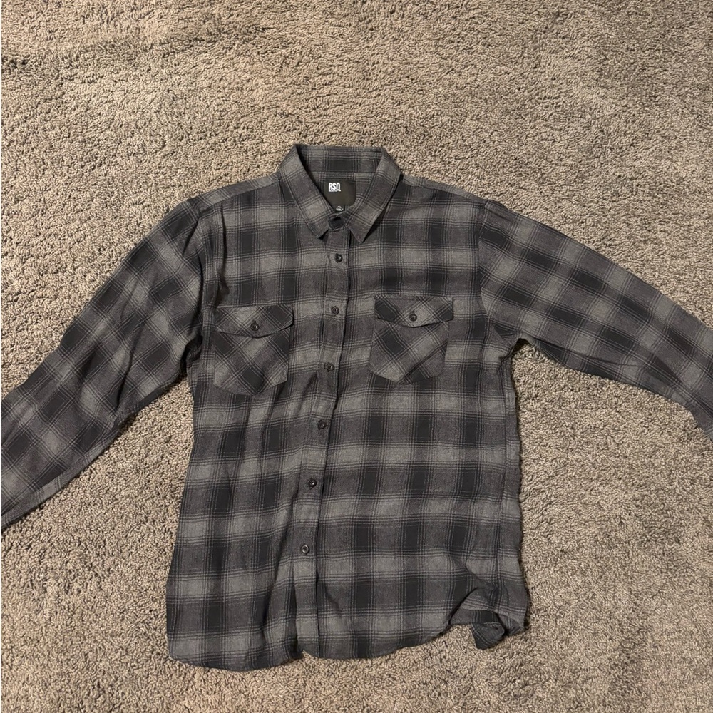 RSQ Charcoal Checkered Button Down Shirt